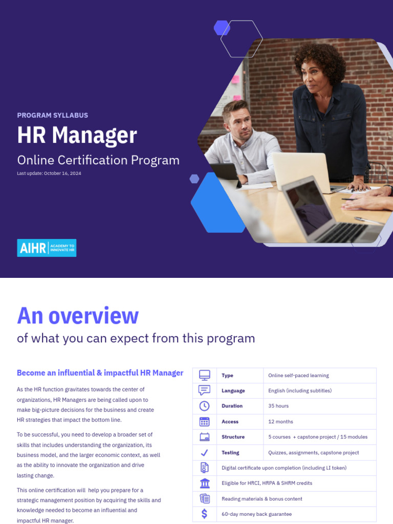 Strategic HR Manager Certification Program | PDF | Cognition | Business