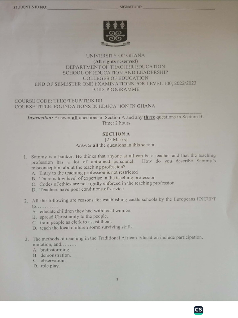 Foundations in Education in Ghana | PDF