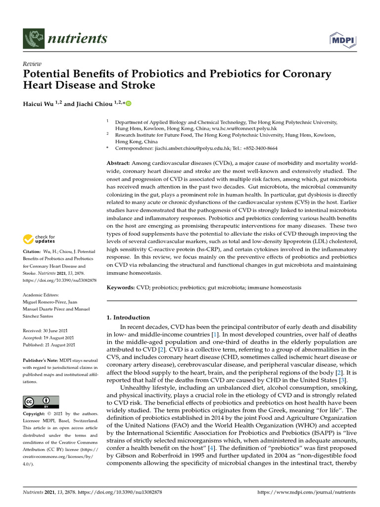 Probiotics and Prebiotics in Heart Disease | PDF | Probiotic ...