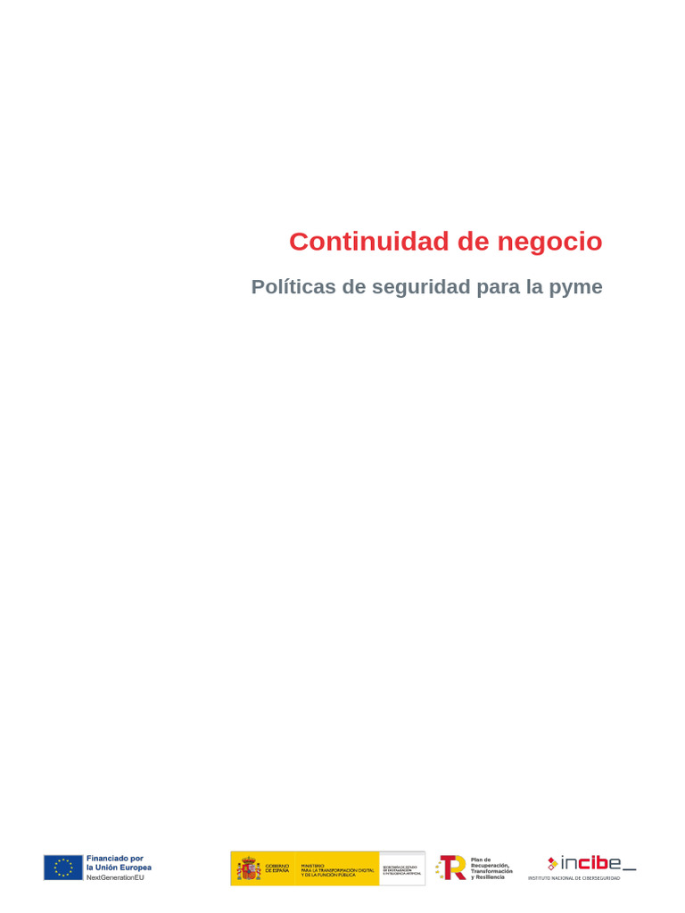Plan de Continuidad de Negocio para PYMEs | PDF