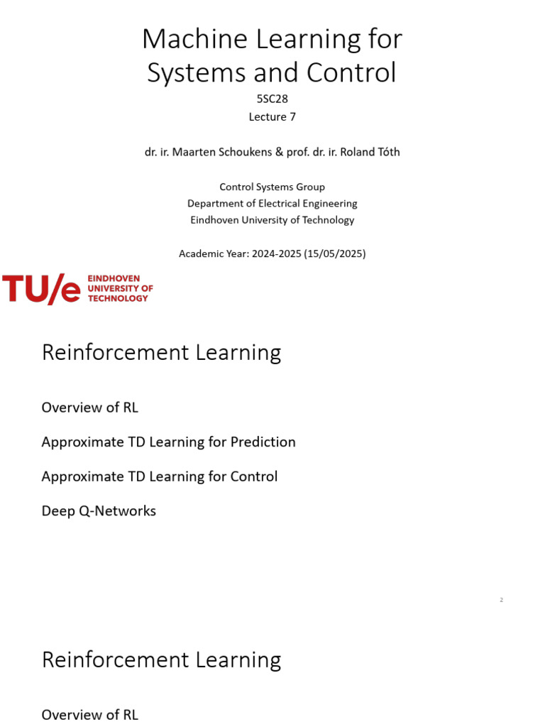 Reinforcement Learning Overview by Schoukens | PDF | Applied ...
