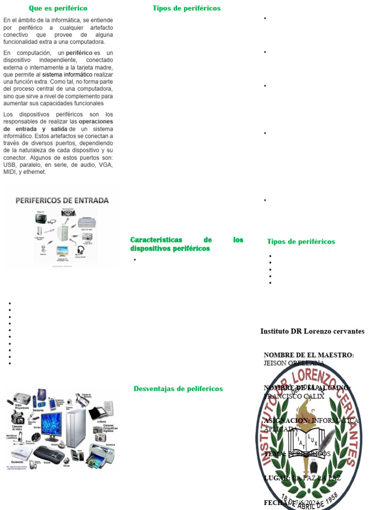 Trifolio de Los Perifericos | PDF | Periférico | Hardware de la computadora