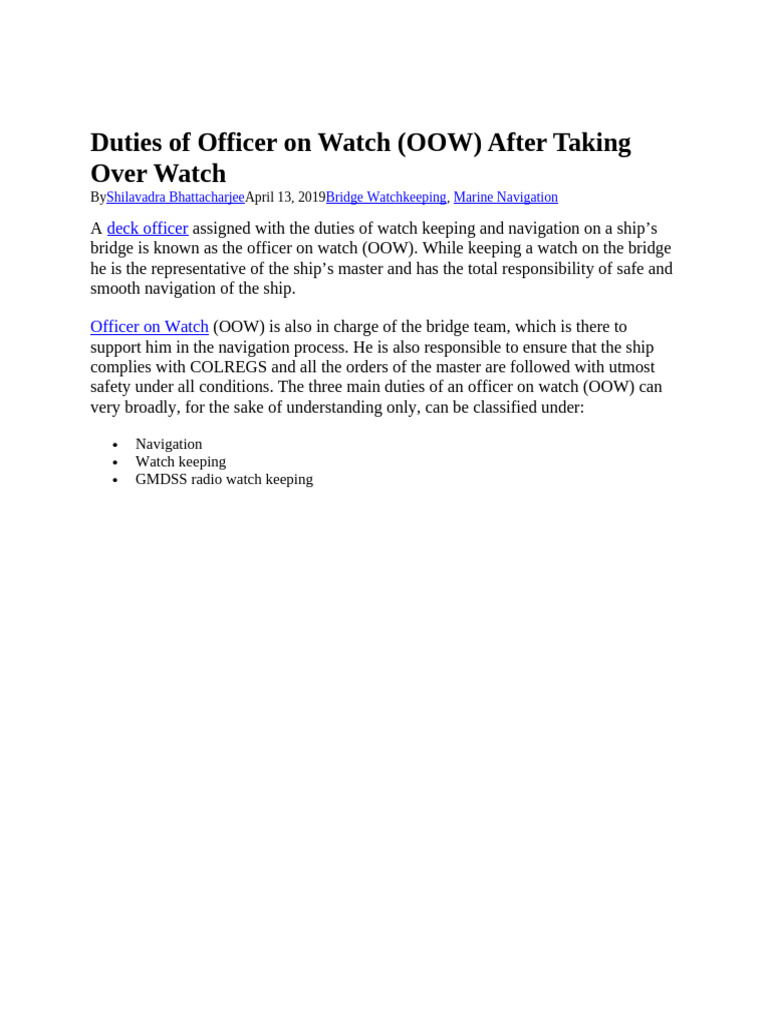 OOW Duties for Effective Bridge Watch | PDF | Navigation