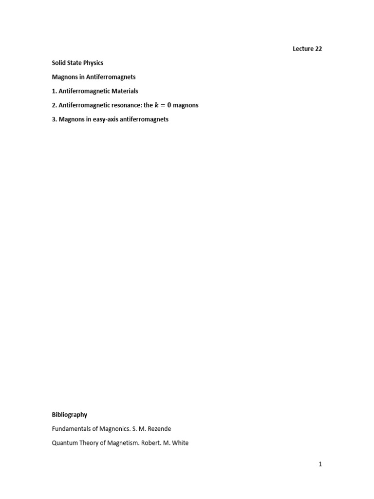 Magnons in Antiferromagnets Explained | PDF | Magnetism | Physical ...