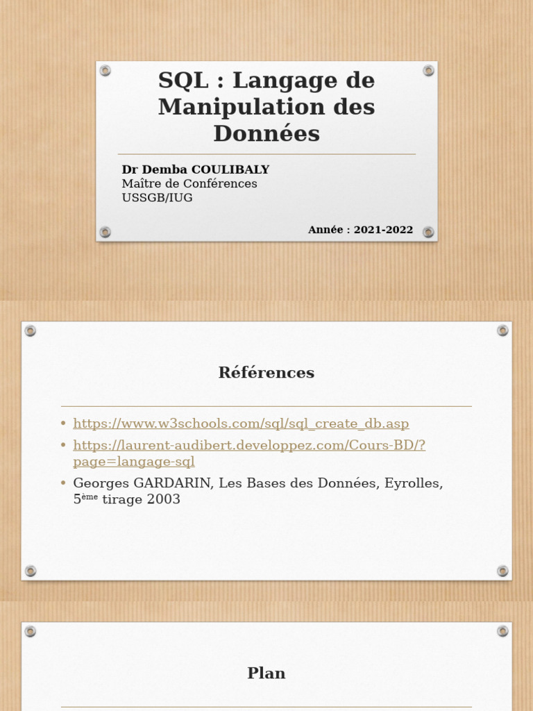 Introduction au SQL : Manipulation des Données | PDF | SQL | Informatique