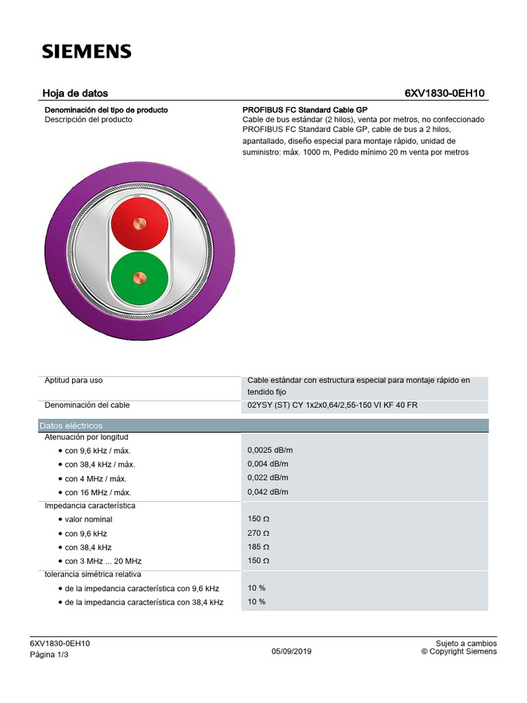 Cable PROFIBUS FC Estándar GP | PDF | Electricidad