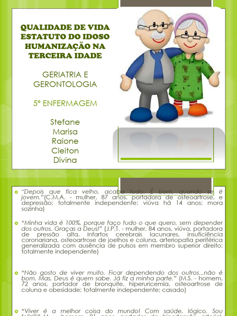 Envelhecimento Saudável e Qualidade de Vida | PDF | Envelhecimento ...