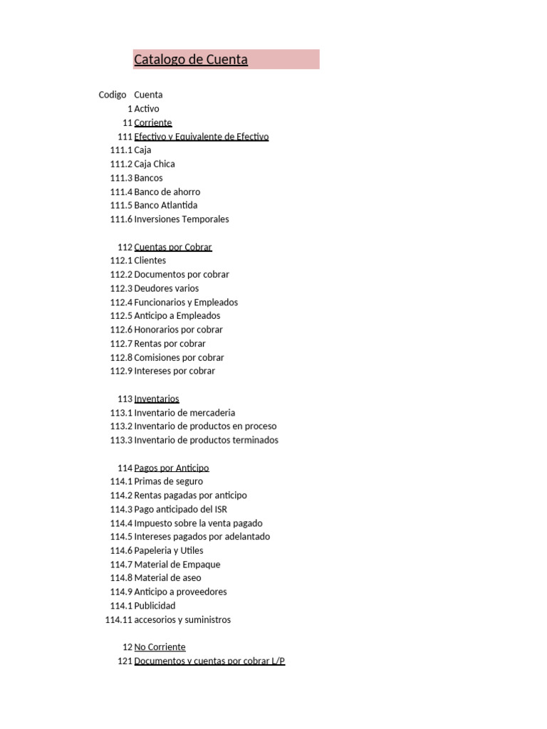 Catálogo de Cuentas Contables Detallado | PDF | Bancos | Interés
