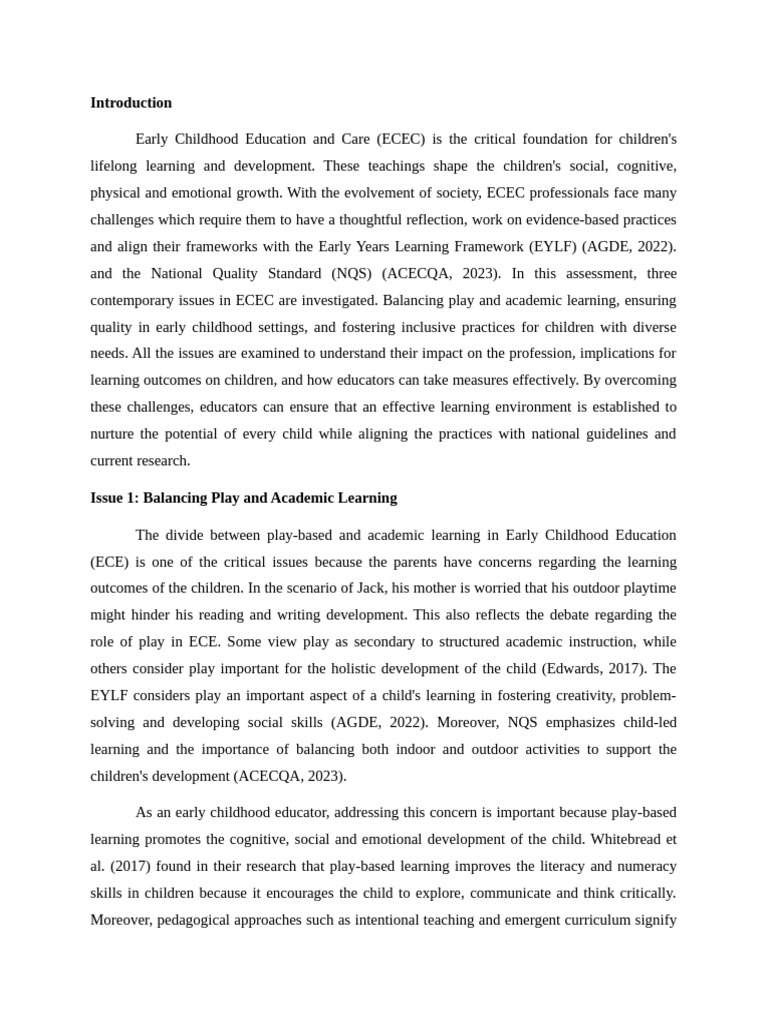 Challenges in Early Childhood Education | PDF | Early Childhood ...