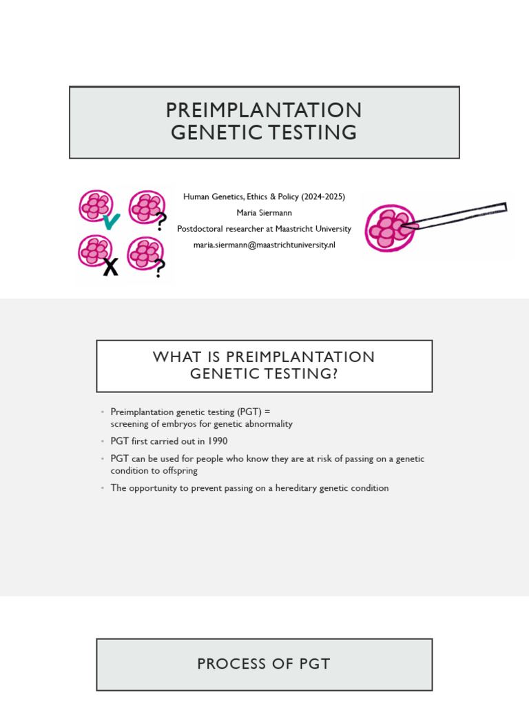 Preimplantation Genetic Testing Overview | PDF | Genetic Disorder ...