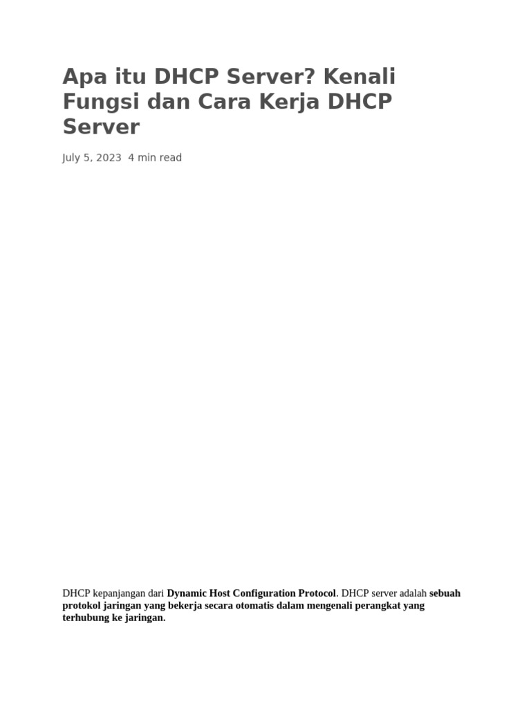 Apa Itu DHCP Server | PDF