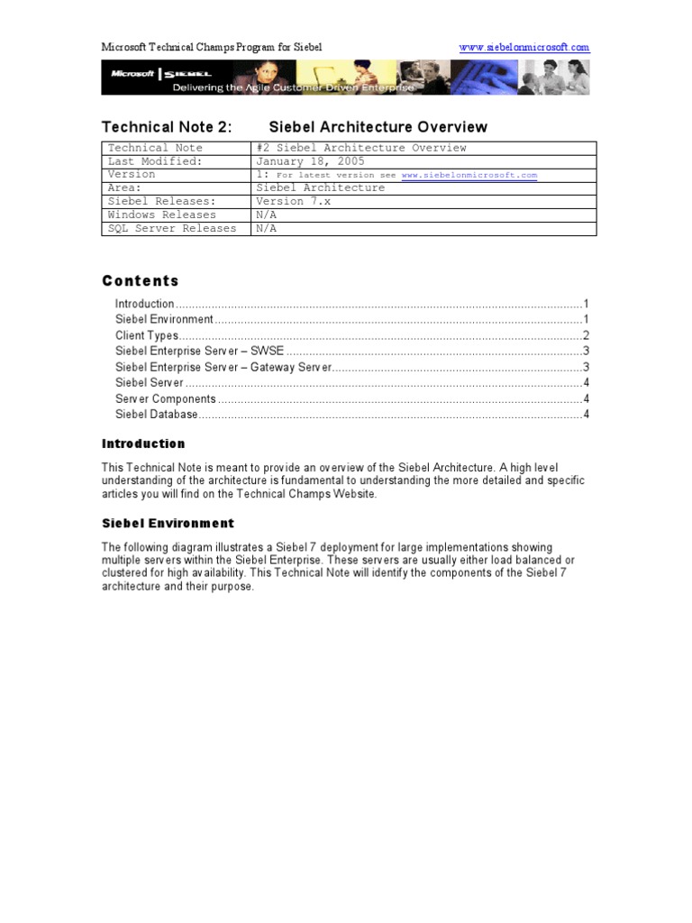 Technical Note 2: Siebel Architecture Overview | PDF | Server ...