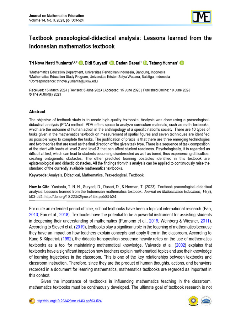 Indonesian Math Textbook Analysis Insights | PDF | Epistemology | Area
