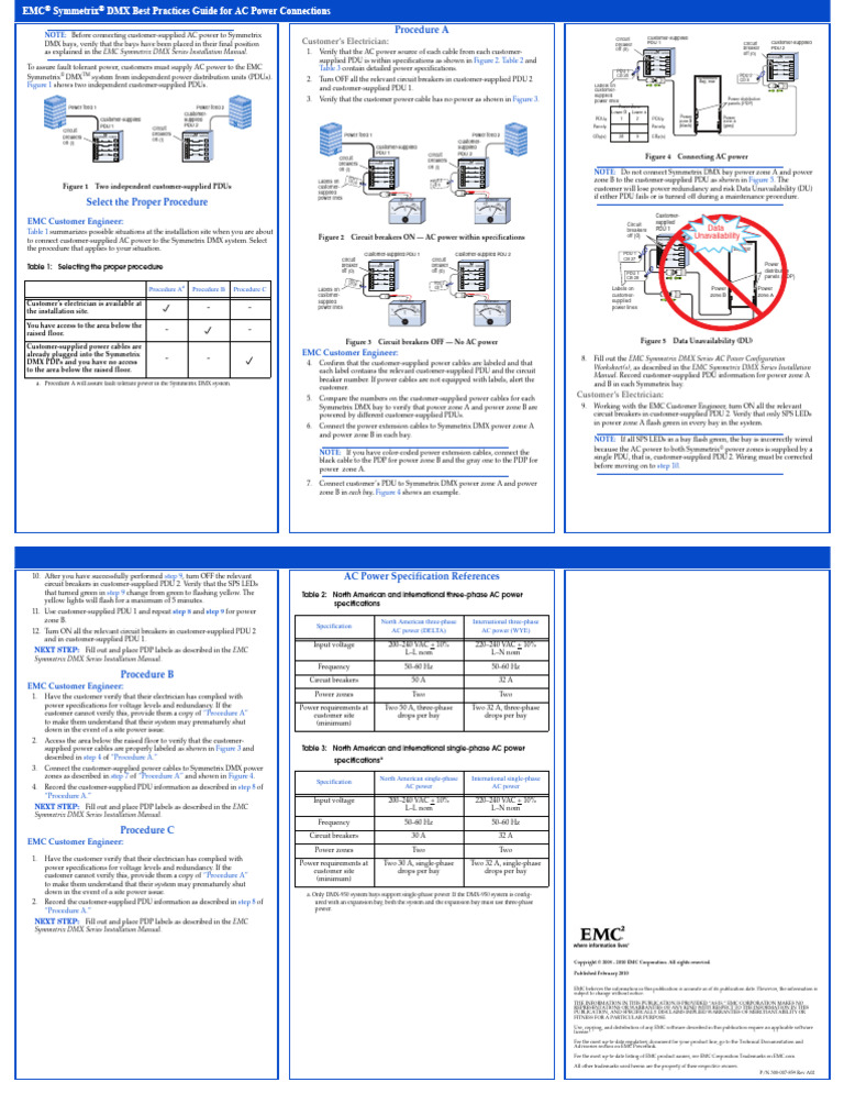 EMC Symmetrix DMX AC Power Setup Guide | PDF | Alternating Current ...