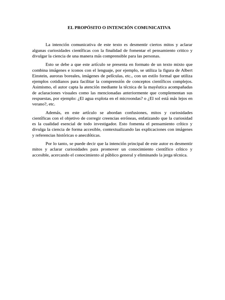 Intención comunicativa en divulgación científica | PDF