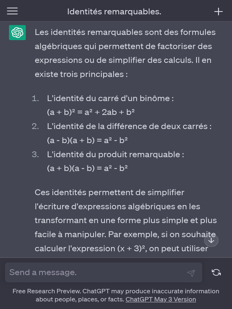 Identités Remarquables en Algèbre | PDF