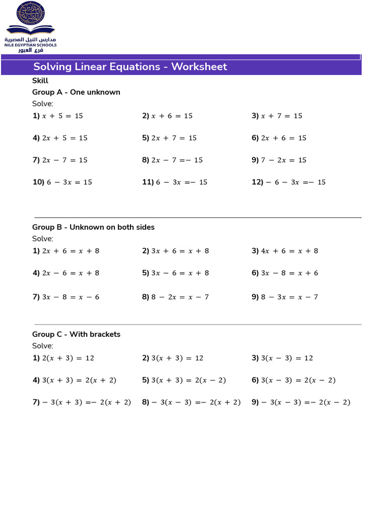 Maths Grade7 B5 W2 RevisionSheet1 Extra (Obour) | PDF | Area | Algebra