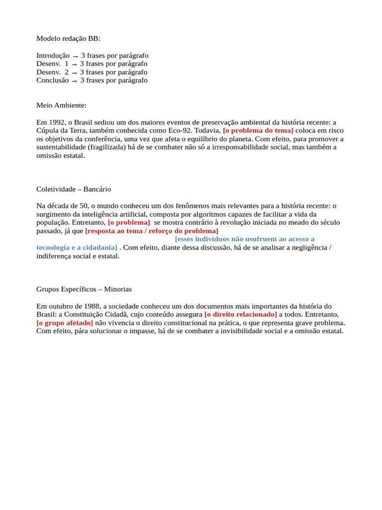 3 Modelos Redação BB | PDF