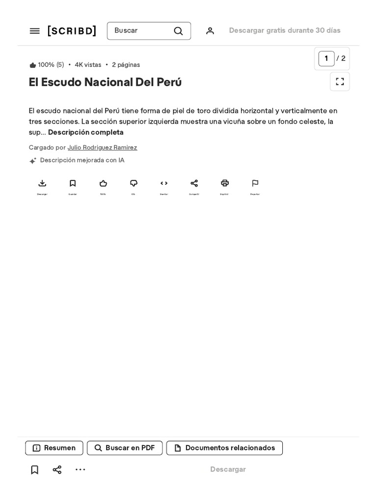 El Escudo Nacional Del Perú - PDF - Historia - Clásicos | PDF