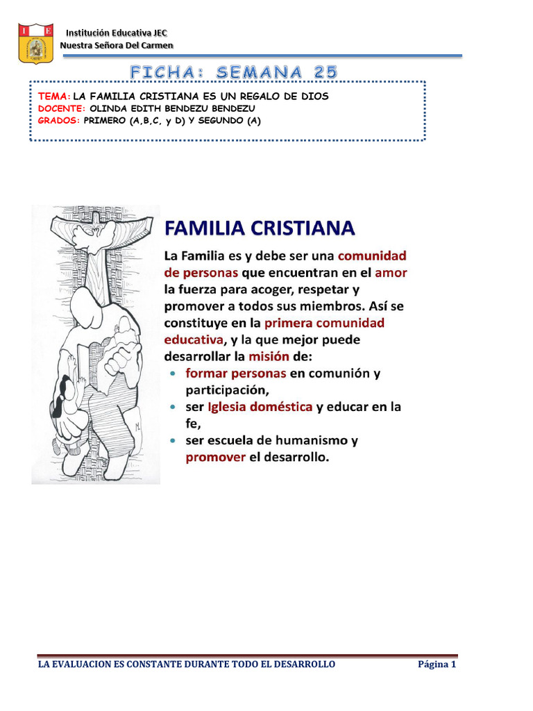 Ficha - La Familia Cristiana Es Un Regalo de Dios | PDF