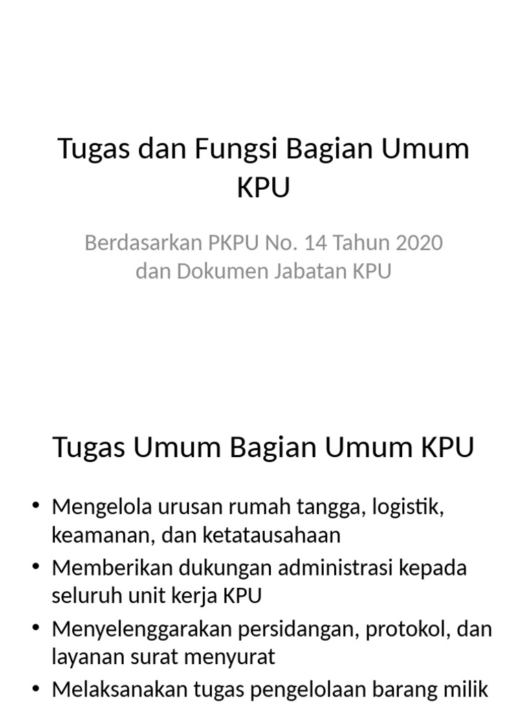 Fungsi Bagian Umum KPU | PDF