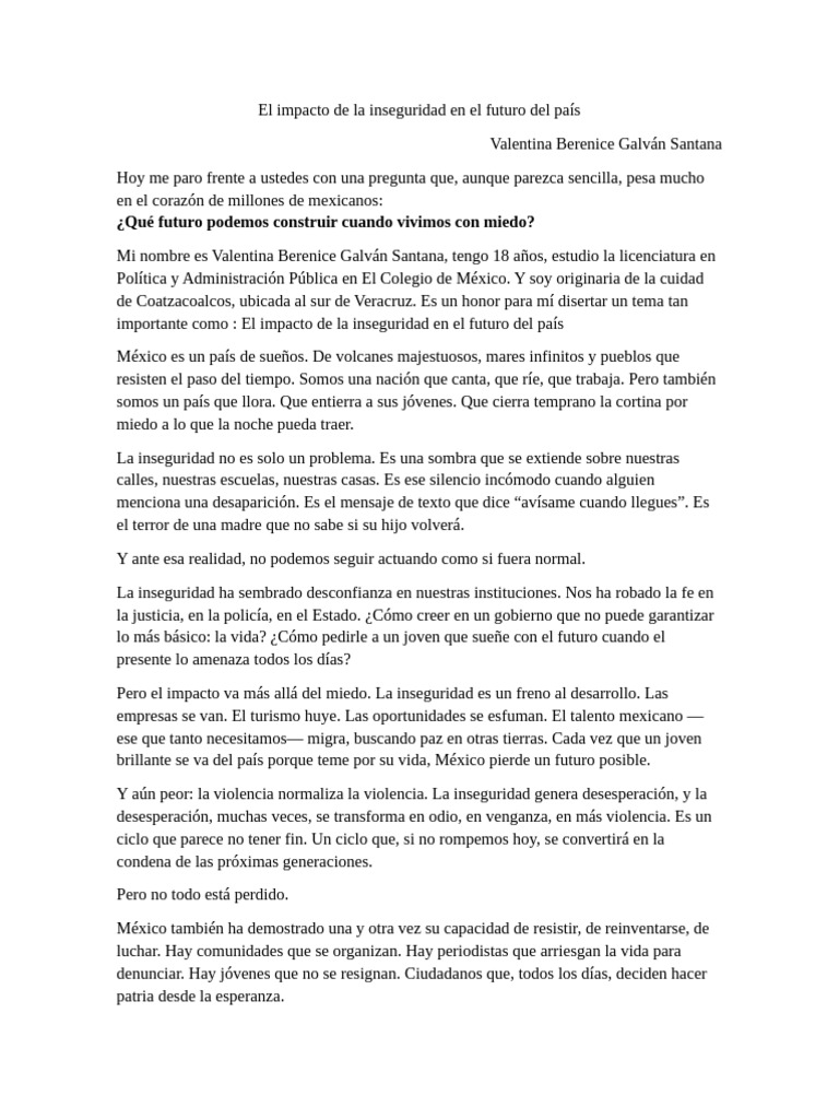 El Impacto de La Inseguridad en El Futuro Del País | PDF | México