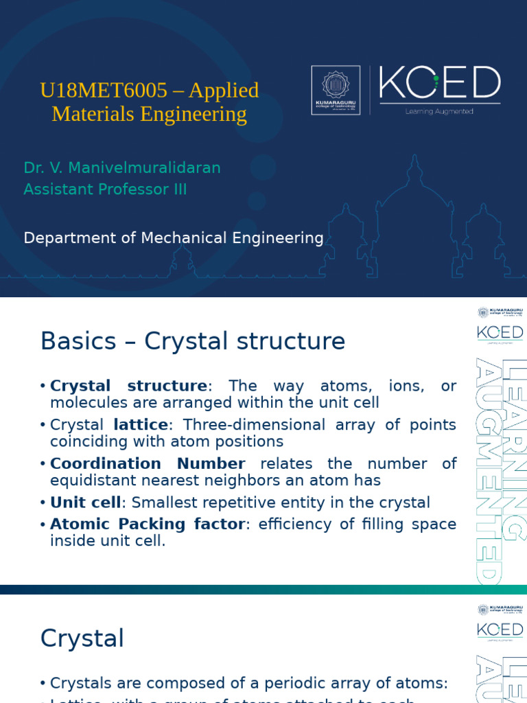 Lecture 2 Crystal Structure | PDF | Crystal Structure | Phases Of Matter