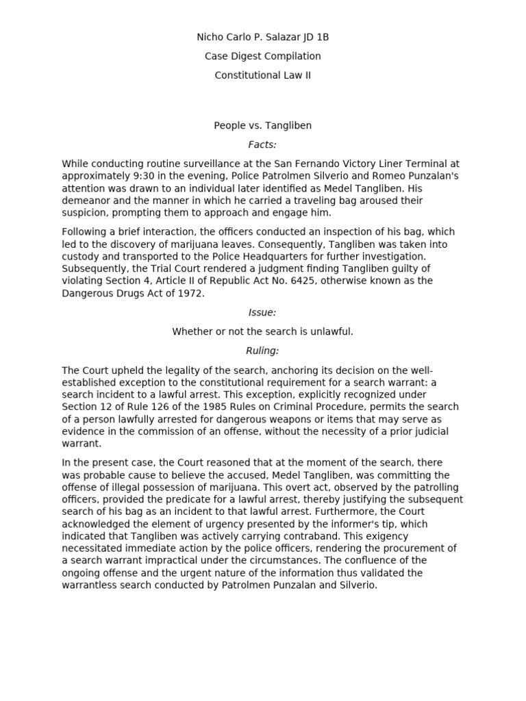 Case Digest: Constitutional Law II Summary | PDF | Search And Seizure ...