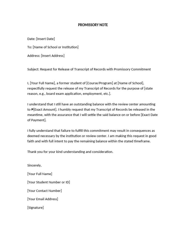 Promissory Note FOR TOR | PDF