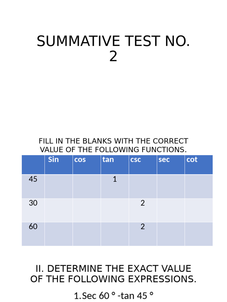 Summative Test No | PDF