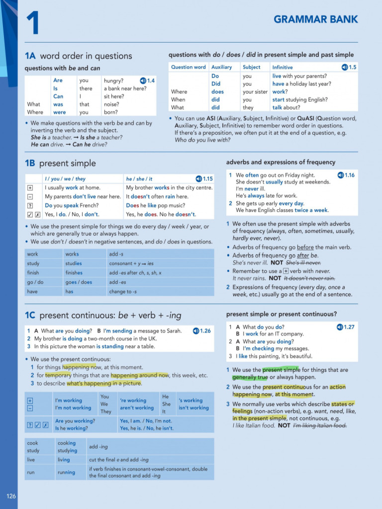 Grammar Extra (S Present X Present Cont) | PDF