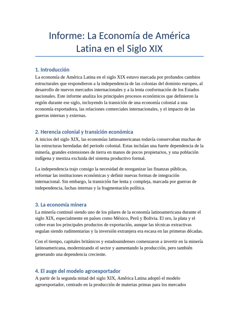 Economía de América Latina en el Siglo XIX | PDF | America latina | Minería