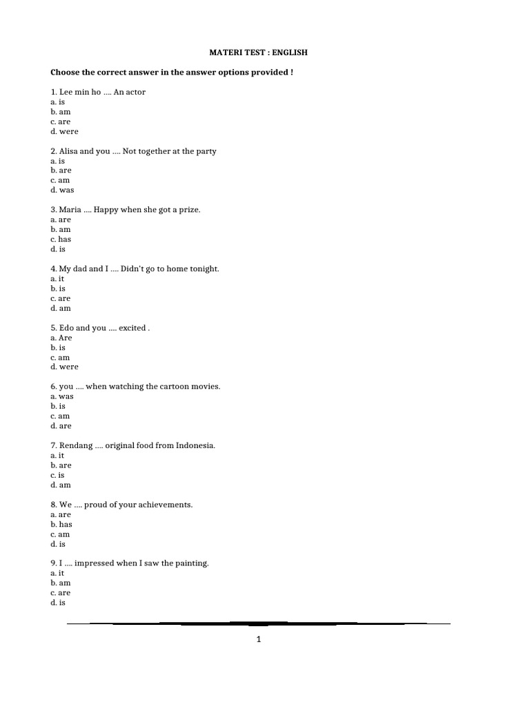 English Test: Choose the Correct Verb | PDF