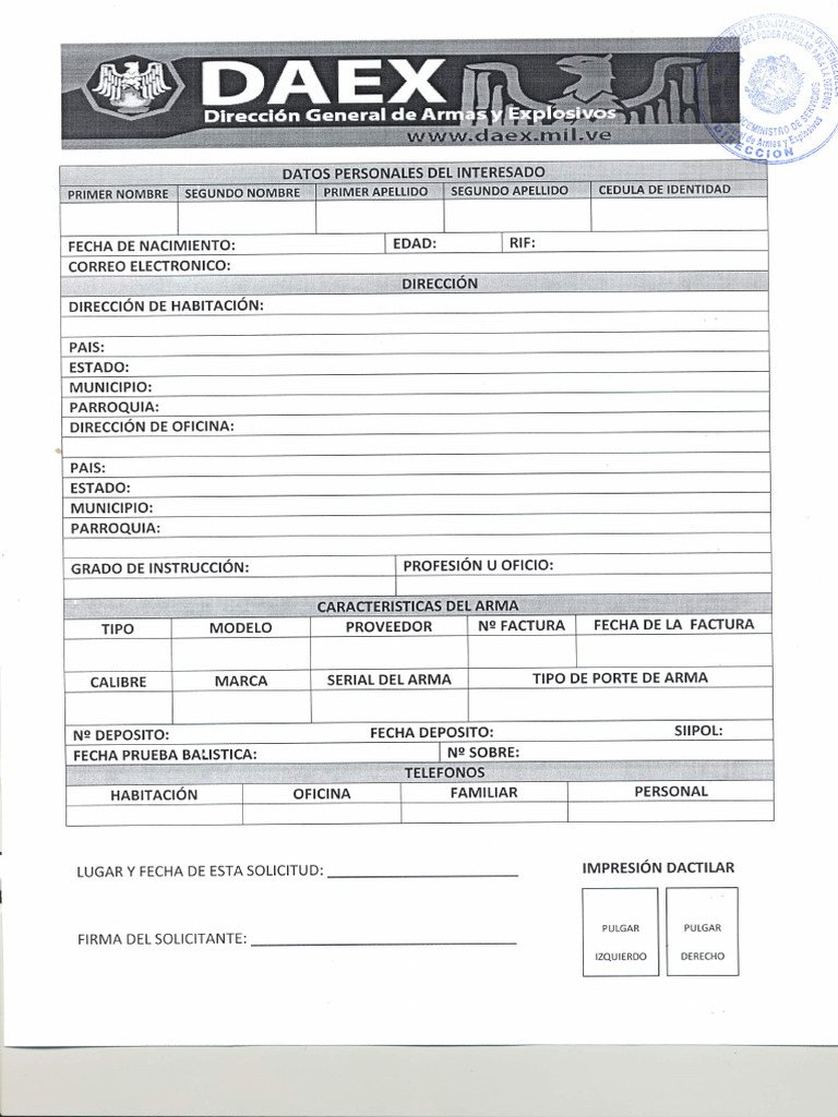 Planilla de Datos Personales DAEX | PDF