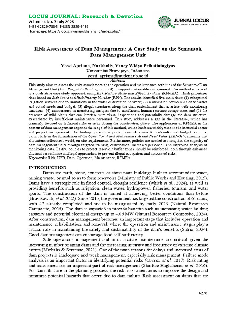 Dam Management Risk Assessment Update | PDF | Risk Management | Risk