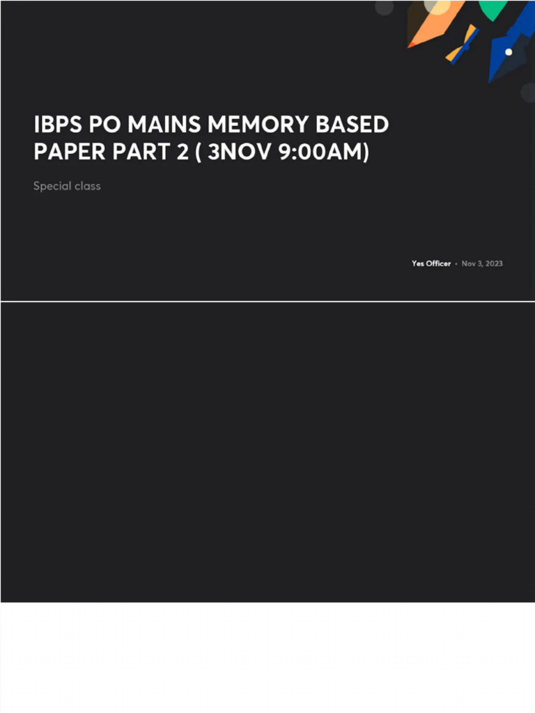 Ibps Po Mains Memory Based Paper Part 2 3nov 900am With Anno | PDF