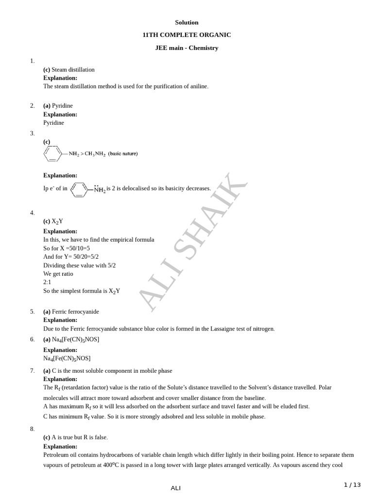 JEE Main Chemistry: Organic Solutions Guide | PDF | Conformational ...