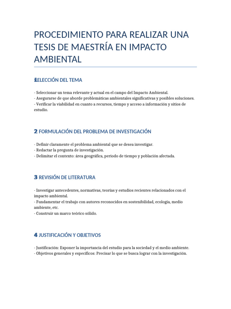 Guía para Tesis de Maestría en Impacto Ambiental | PDF | Datos | Análisis