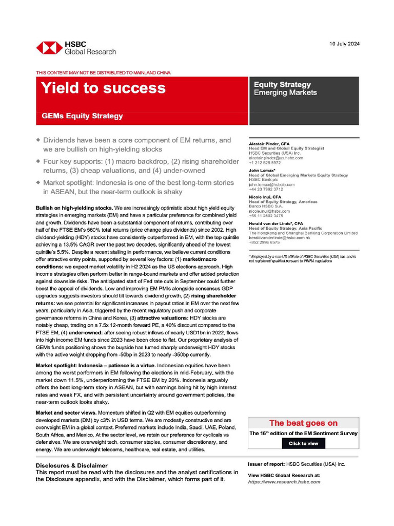 HSBC - Alastair Pinder - Yield To Success - GEMs Equity Strategy ...