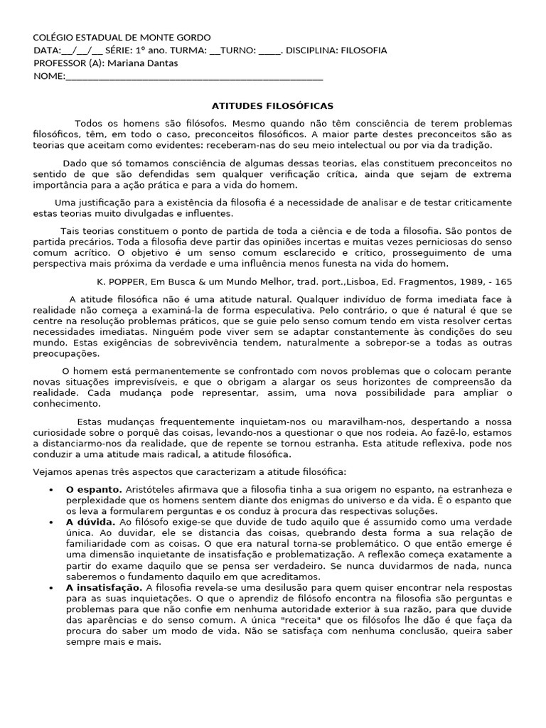 Atitudes Filosóficas e Senso Comum | PDF | Teoria | Realidade