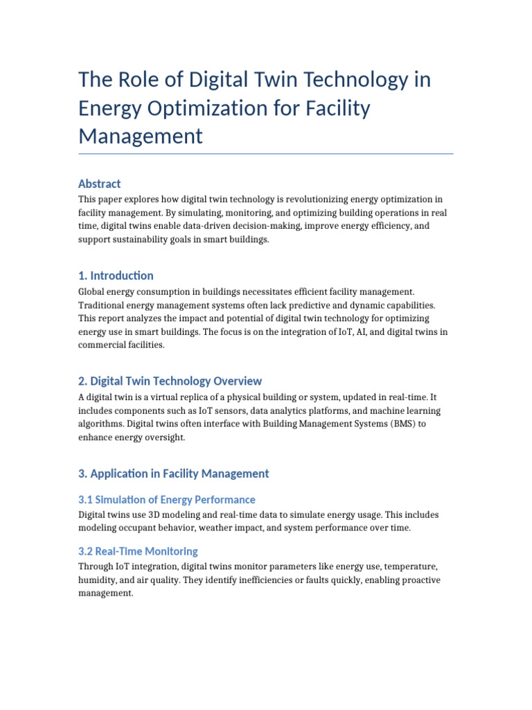 Digital Twin Energy Optimization Report Updated | PDF | Internet Of ...