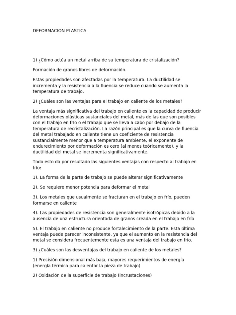 Deformación Plástica de Metales: Proceso y Tipos | PDF | Forjar ...