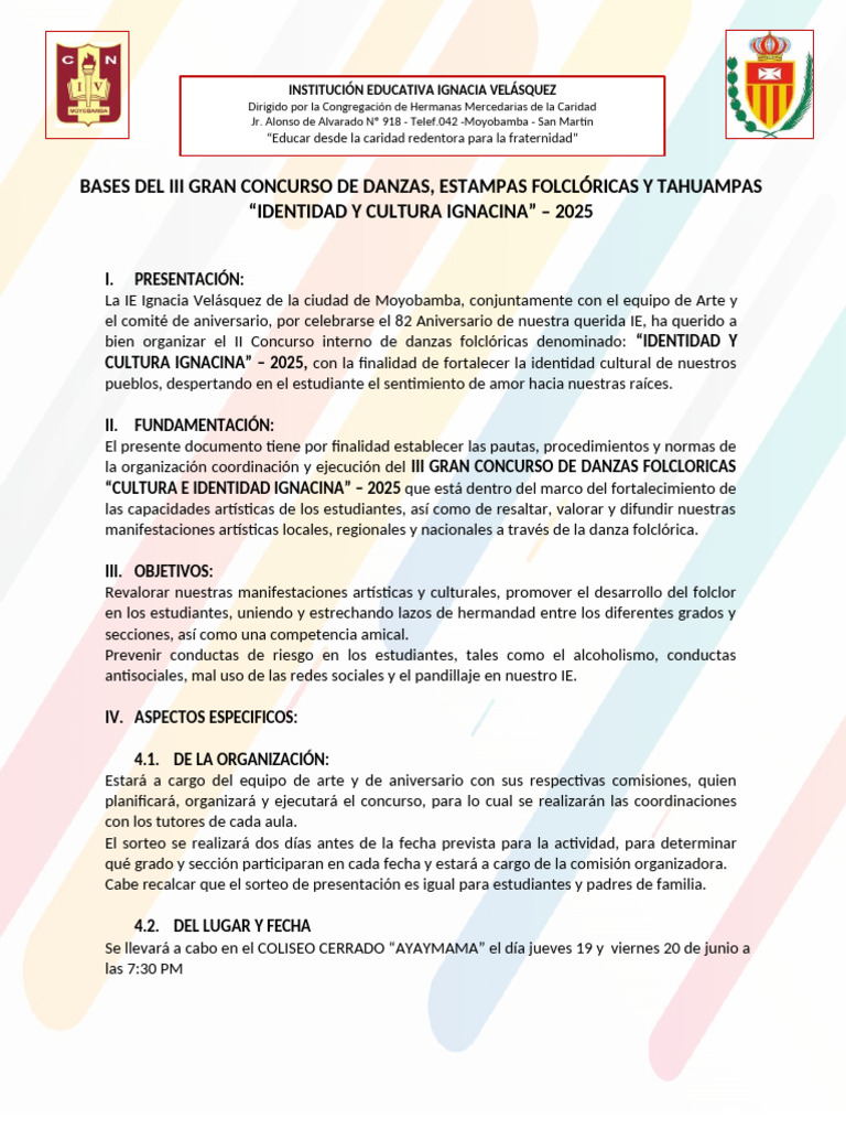 Concurso de Danzas Folclóricas 2025 | PDF | Bailes | Coreografía