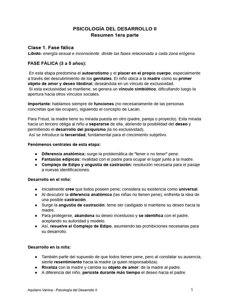 Fase Fálica y Complejo de Edipo | PDF | Complejo de Edipo | Sigmund Freud