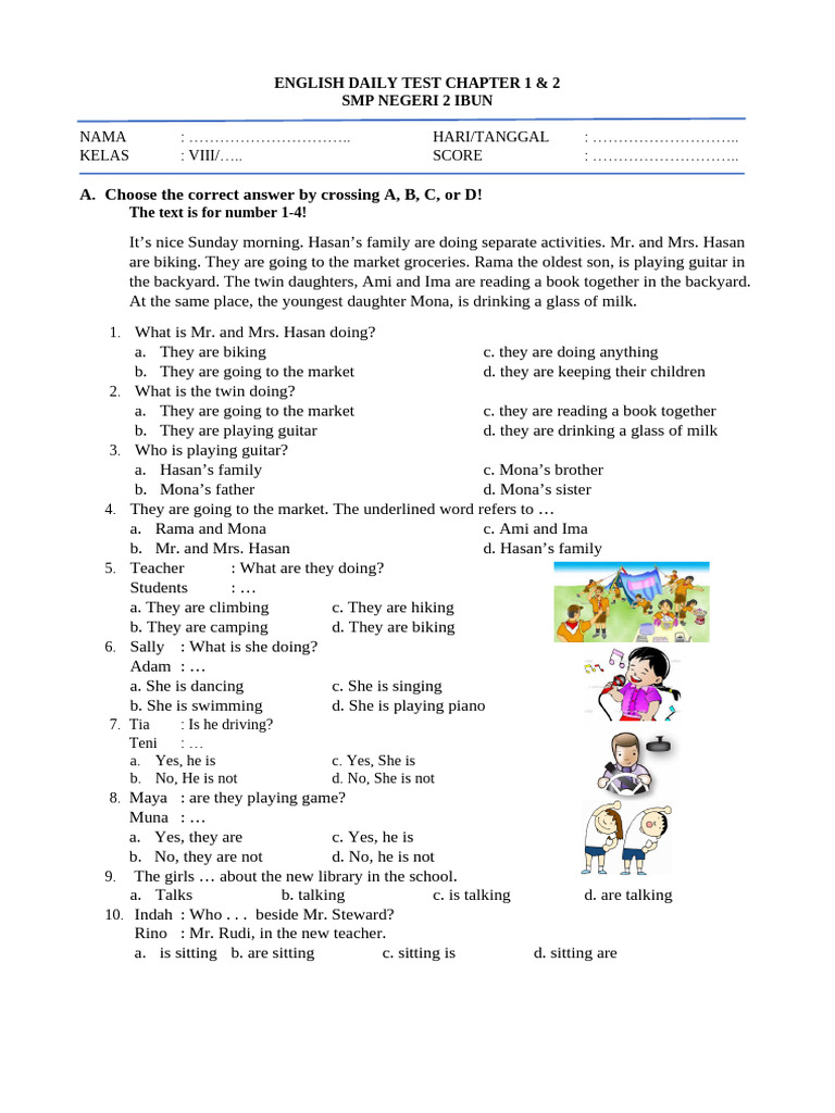 English Daily Test: Chapters 1 & 2 | PDF | Chess Openings | Chess