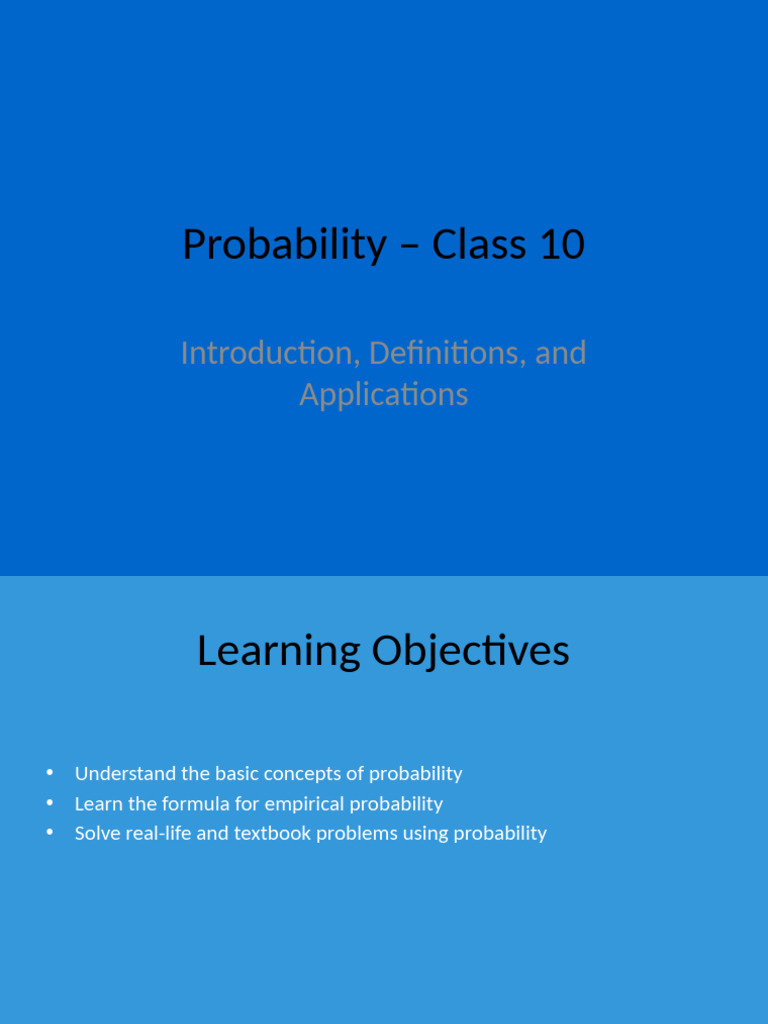 Class 10 Probability Concepts and Applications | PDF