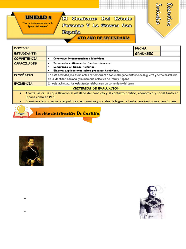 Ficha de Actividad CCSS 4° - Semana 5 | PDF | Perú