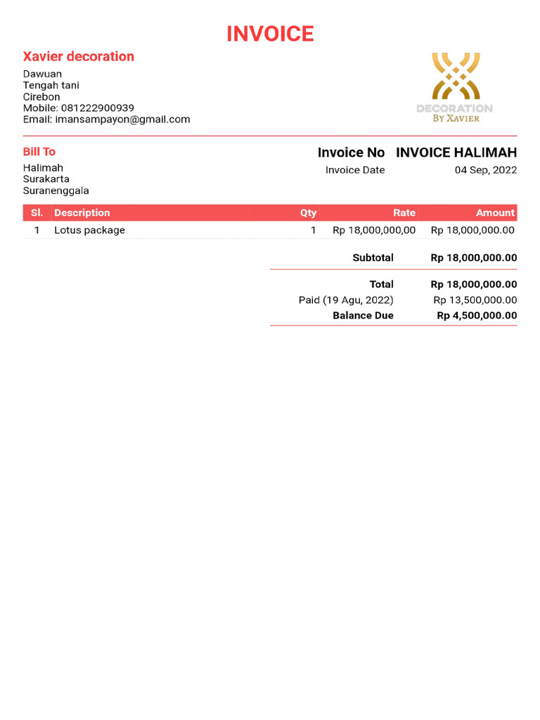 Invoice Invoicehalimah | PDF