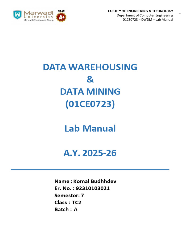 Data Mining Lab Manual for TC2 | PDF | Command Line Interface | Machine ...