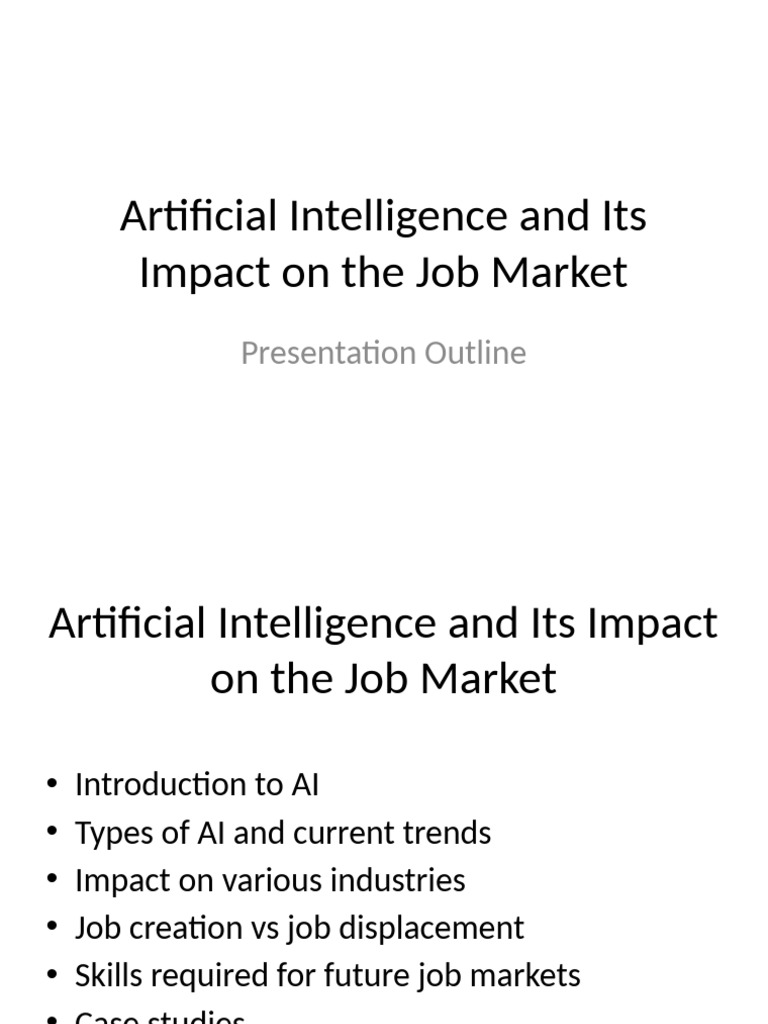 Artificial Intelligence and Its Impact On The Job Market | PDF